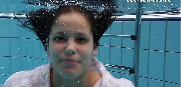  Sexy underwater teen swimming